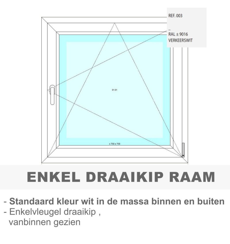 PVC draaikip raam  -Standaard wit