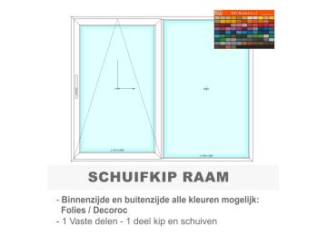PVC Schuifkipraam - binnen  en buiten kleur naar keuze