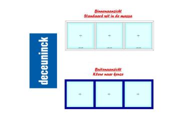 PVC 3 Delen vast raam - binnen wit/buiten kleur naar keuze