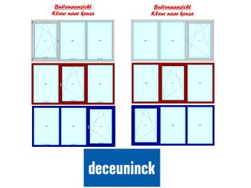 PVC 3 delen 1deel draaikiep raam - binnen en buiten kleur naar keuze