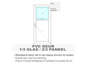 PVC deur 1/3 glas - Standaard wit