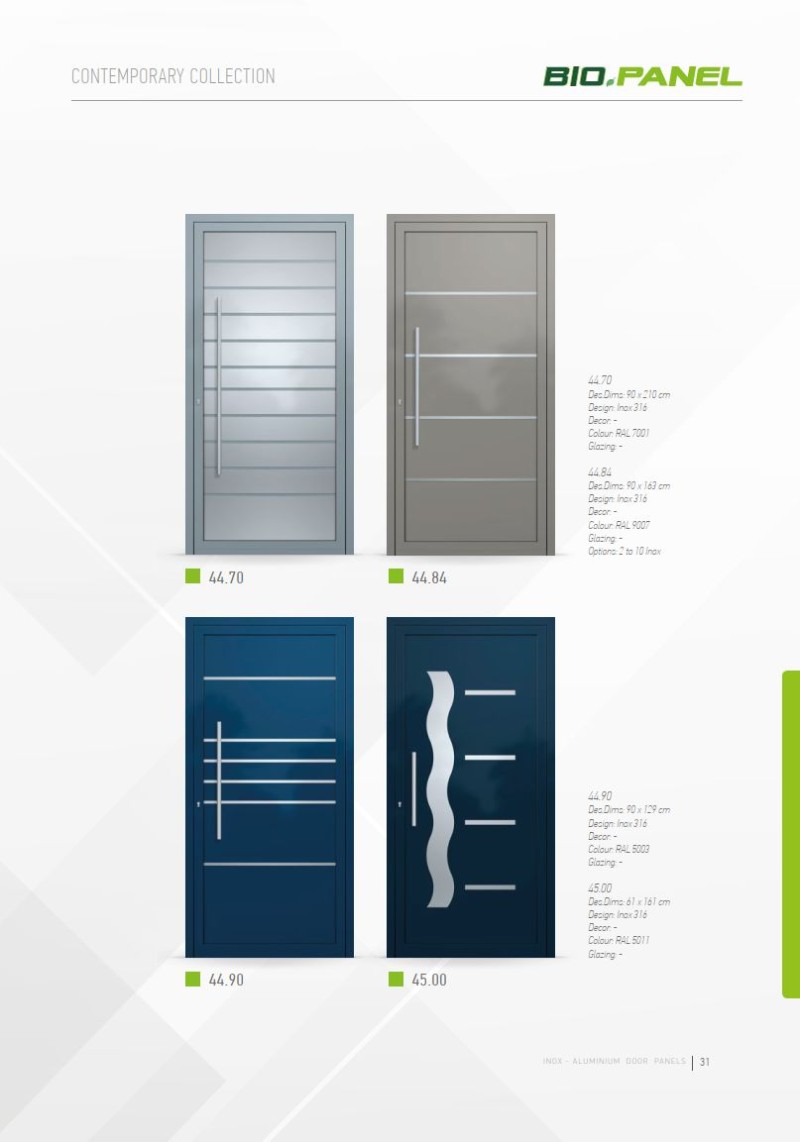 PVC deur met Inox deurvulling