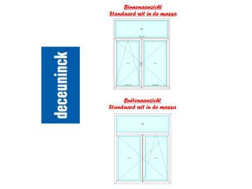 PVC dubbel vleugel draaikip met vast bovenlicht  - binnen  en buiten Standaard wit in de massa