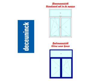 PVC dubbel vleugel draaikip met vast bovenlicht  - binnen wit en buiten kleur naar keuze