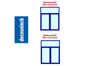 PVC dubbel vleugel draaikip met vast bovenlicht  - binnen  en buiten kleur naar keuze