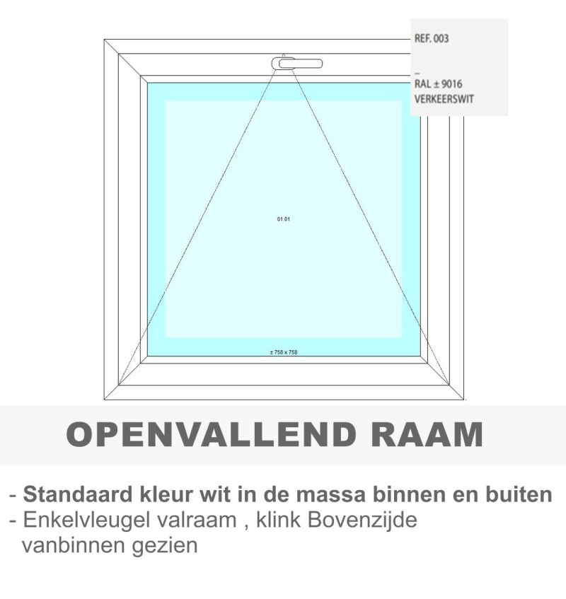 PVC openvallend raam -Standaard wit