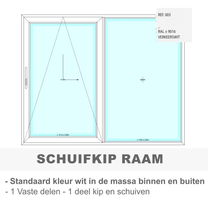 Schuifkipraam standaard wit beide zijden